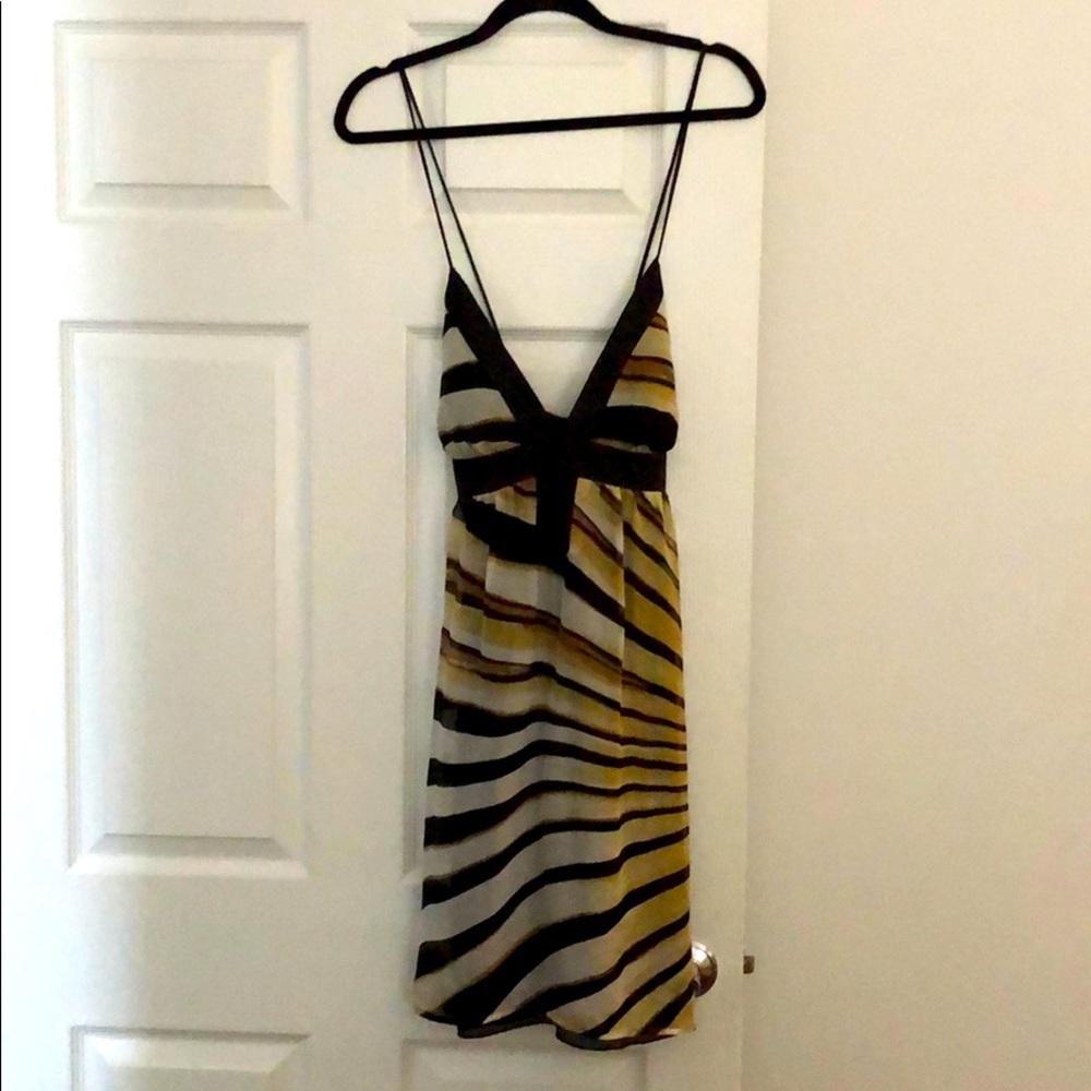 Vintage Tiger Striped Cross Back Halter Dress